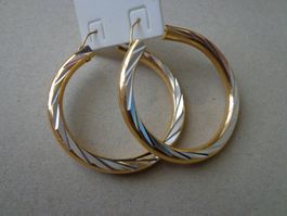 Boucles d'oreilles créoles NEUVES dorées et argentées