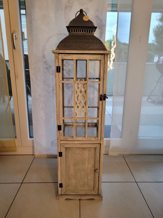 Rustikale Holz-Laterne Mit Glas - 30cm Hoch - Shabby Chic Deko Für Innen & Außen