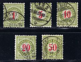 1899-00 Portomarken olivgrün Nr.15Gb-20Gb N gest. ʘ, KP 12.-