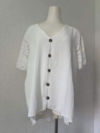 Weisse Sommerbluse mit Spitze Gr. L