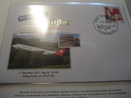 2 Briefe Erstflug Helvetic, 2012, Zürich-Bristol-Zürich