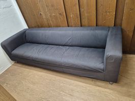 Sofa dreisitzig dunkelgrau Stoff gebrauchter Zustand