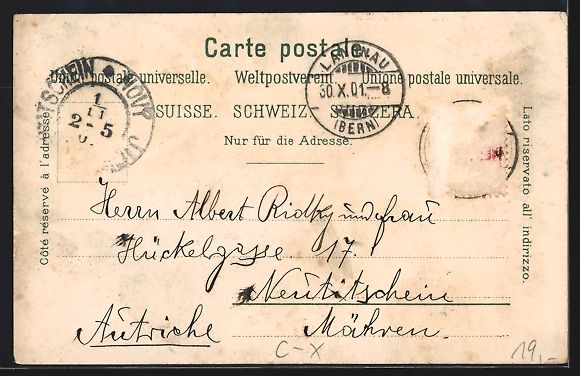 Ansichtskarten: Litho Langnau /BE, Hotel Loewen, Drucker – Gebraucht aus Berlin von bartko-reher 1