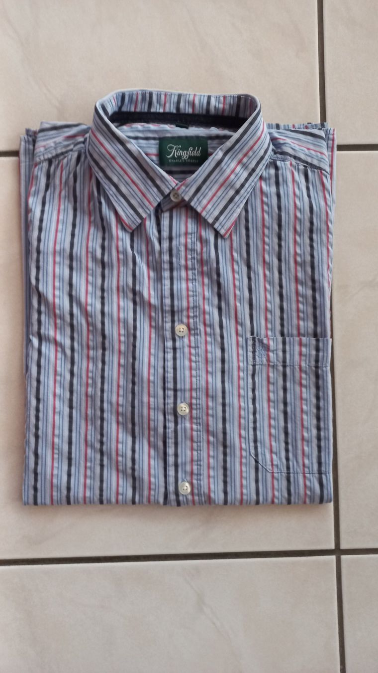 Camicie: Herren Hemd Kingfield kurzarm kariert gestreift Grösse L – Usato da Winistorf venduto da acreativ4 1