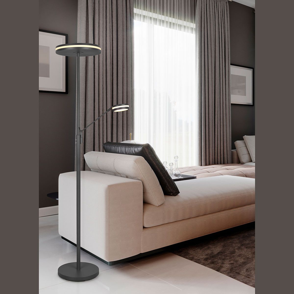 Lampade: LED Stehleuchte, Anthrazit, Dimmer, CCT – Nuovo (secondo la descrizione) da Kreuzlingen venduto da Smart-Light 1