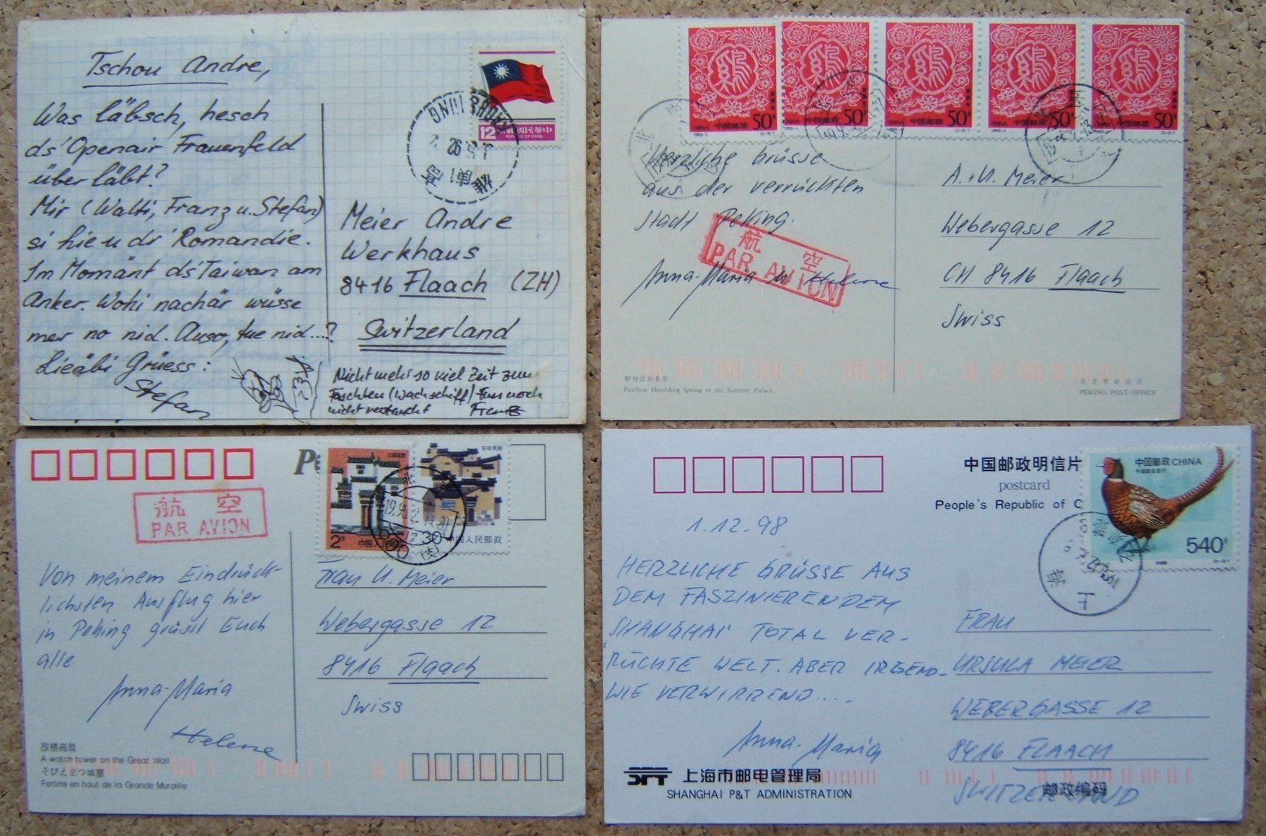 Cartoline postali: CHINA 4 AK 1992 - 1998 – Usato da Brunnen venduto da Nonne04