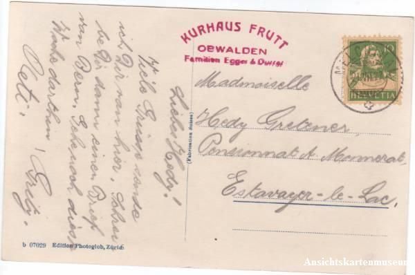 Cartoline postali: Frutt - Kurhaus Hotelstempel + 1927 – Usato da Emmenbrücke venduto da teestube 1