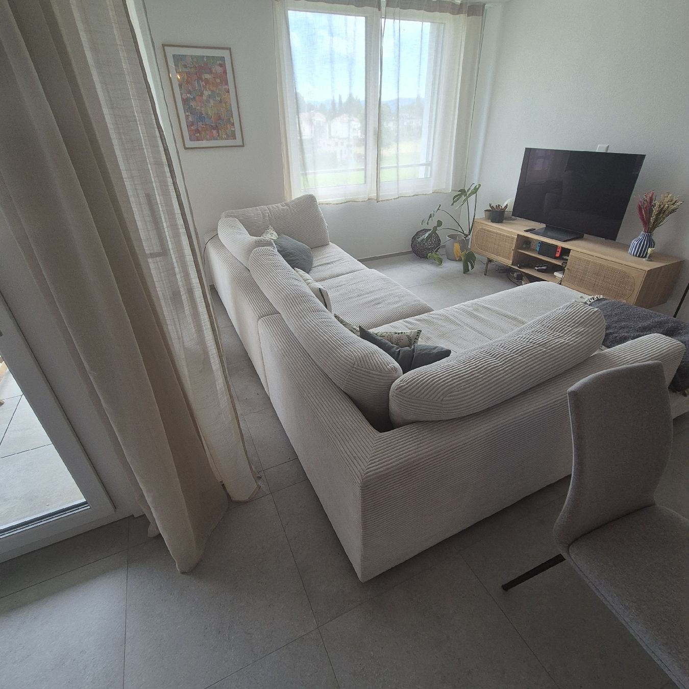 Divani: Ecksofa mit Liegefläche, Stoff Weiss,  – Usato da Wil SG venduto da kor_fk7r 3