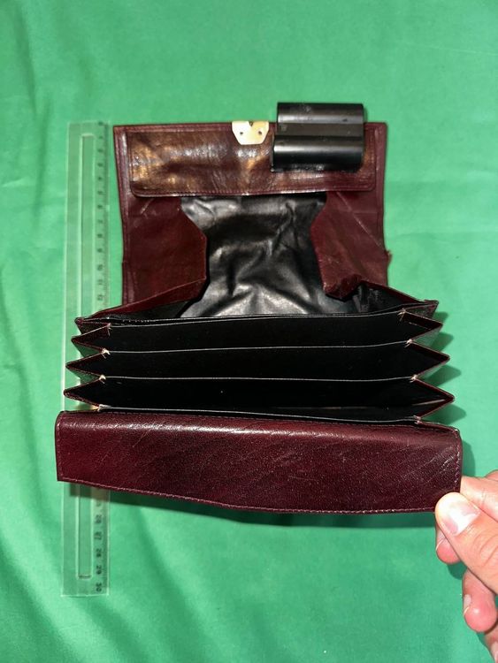 Portafogli: Portefeuille vintage en cuir véritable brun foncé – Usato da Les Avanchets venduto da AlexandreBabich 1