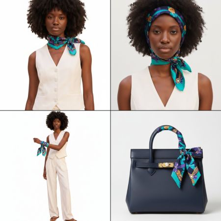 Céline Vintage Tuch Schleifen Blau