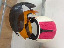 Skihelm Dainese mit zwei Visieren weiss rosa gebraucht