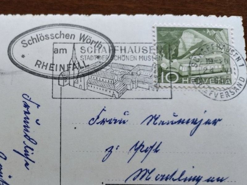 Cartoline postali: Ansichtskarte Rheinfall und Schloss Laufen 1955 – Usato da Wildhaus venduto da Hukwildhaus 3