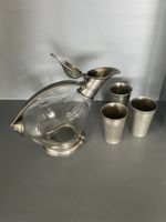Enten Jagd Weinkaraffe & 2 Zinnbecher *Canard Decanter antik