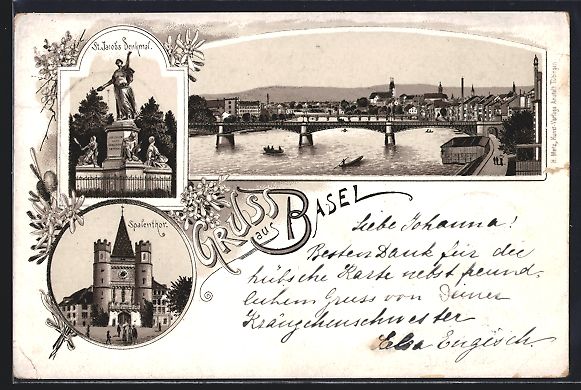 Cartoline postali: Litho Basel, Teilansicht, Spalentor, St. – Usato da Berlin venduto da bartko-reher