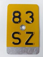 Velonummer SZ 83 Mofanummer gelb plaque Mofa