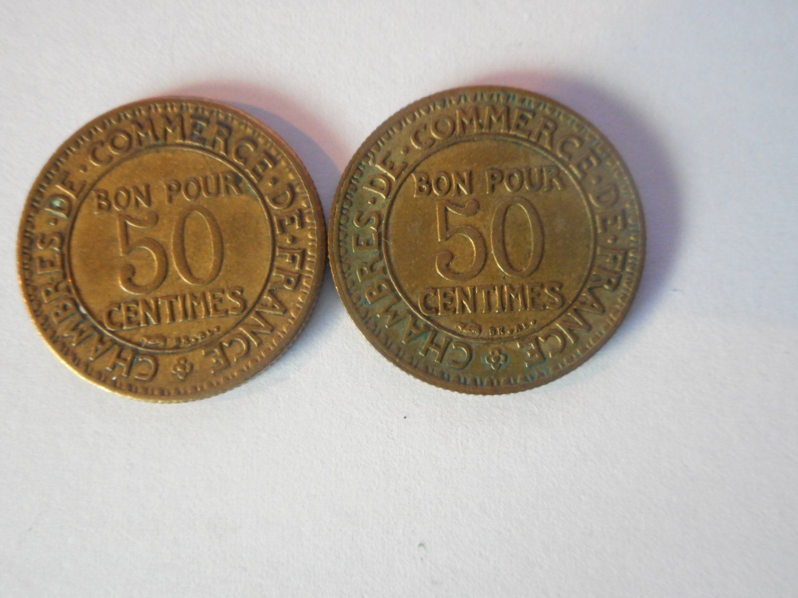 Alle Münzen: 1922+1923  Bon pour 50 Centiemes – Gebraucht aus Kriegstetten von pizlad2010 2
