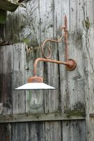 Alte Stalllampe-Vintage Aussenbeleuchtung-Emaille Schirm