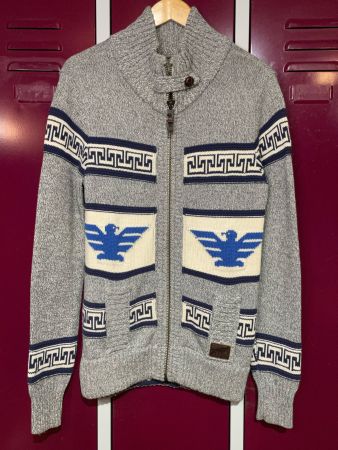 SUPERDRY EAGLE AZTEC NORDIC KNIT CARDIGAN JACKET SZ: M