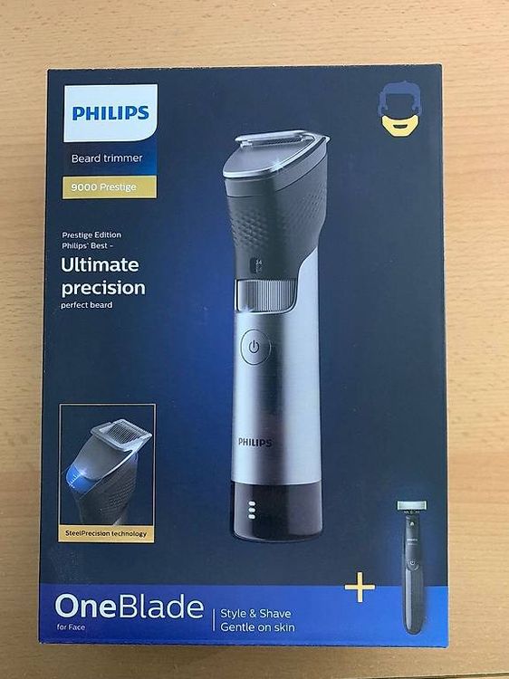 PHILIPS BARD TRIMMER ONEBADE MODELL 9000 PRESTIGE FABRIKNEU (Gebraucht ...