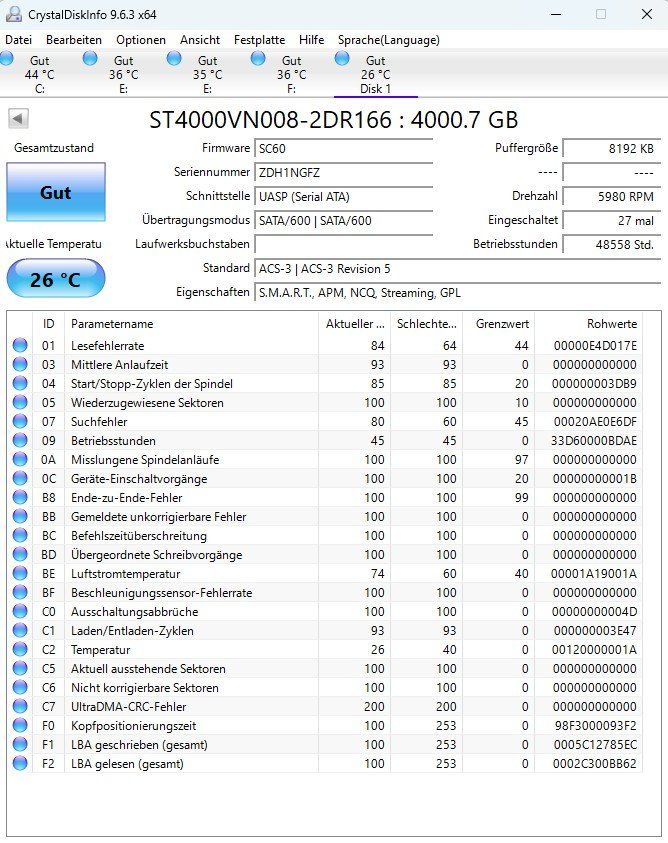 Dischi rigidi: 4x 4TB Harddisk 3.5" – Usato da Hägendorf venduto da hermes07 2