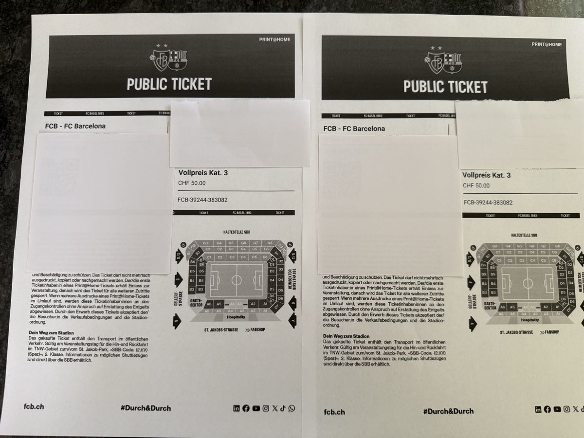 Biglietti: Basel- Barcelona 2 Tickets Sektor G – Nuovo (secondo la descrizione) da Hasle-Rüegsau venduto da Uno13