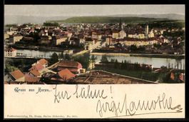 AK Aarau, Ortspanorama mit Rhein