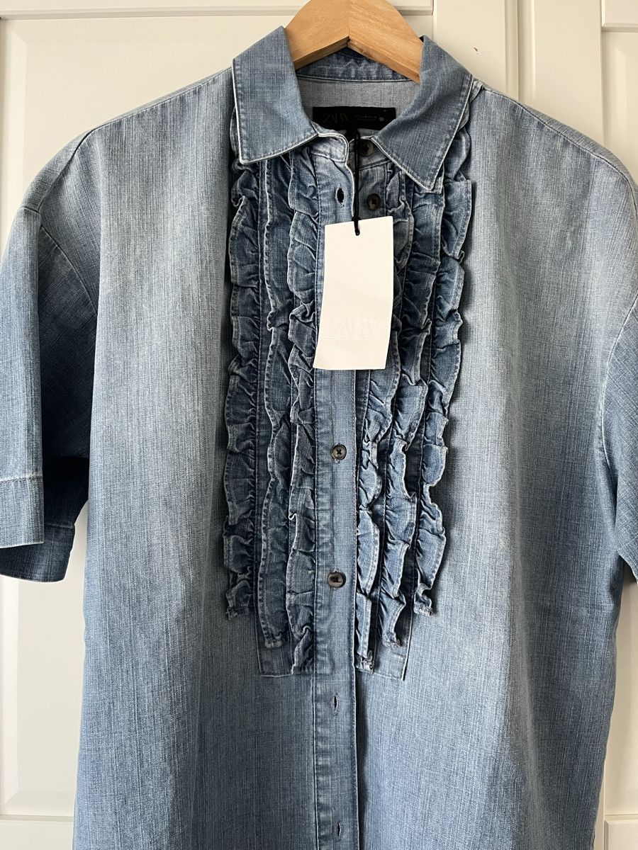 Zara Camicette: Jeanshemd mit Kragenmuster – Nuovo e nell'imballaggio originale da Allschwil venduto da eyl_bb8q 3