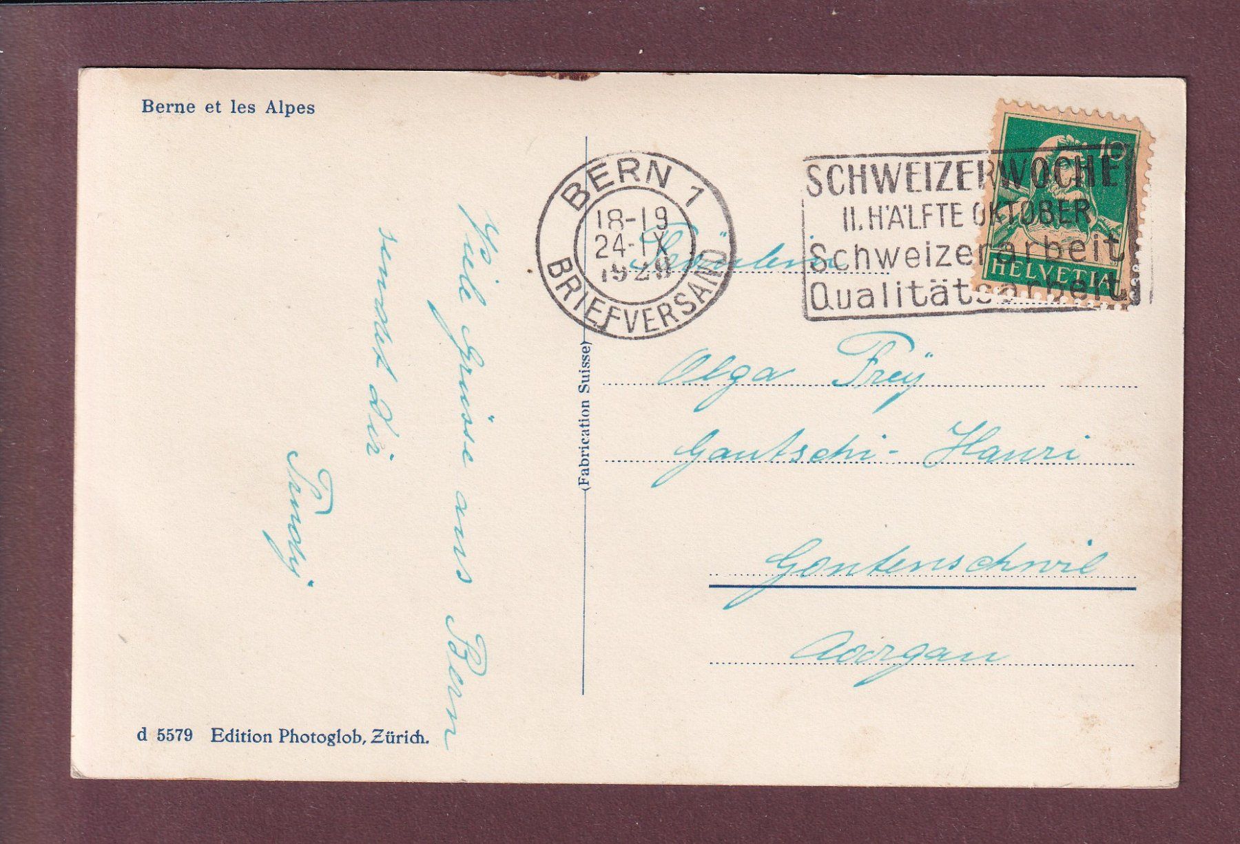 Cartes postales: BERN und die Alpen - 1929 – D'occasion à Pully par nicecards 1