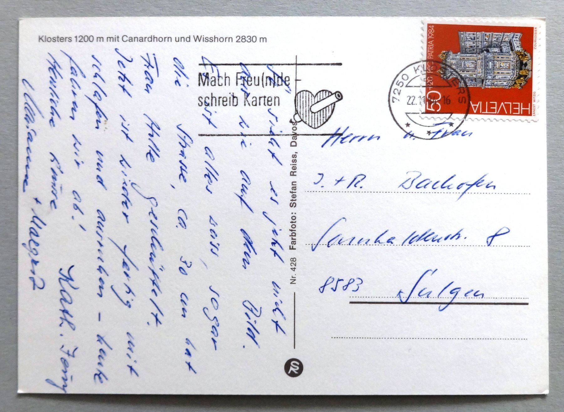 Cartoline postali: Klosters 1200 m – Usato da Fétigny venduto da Billy2miny 1