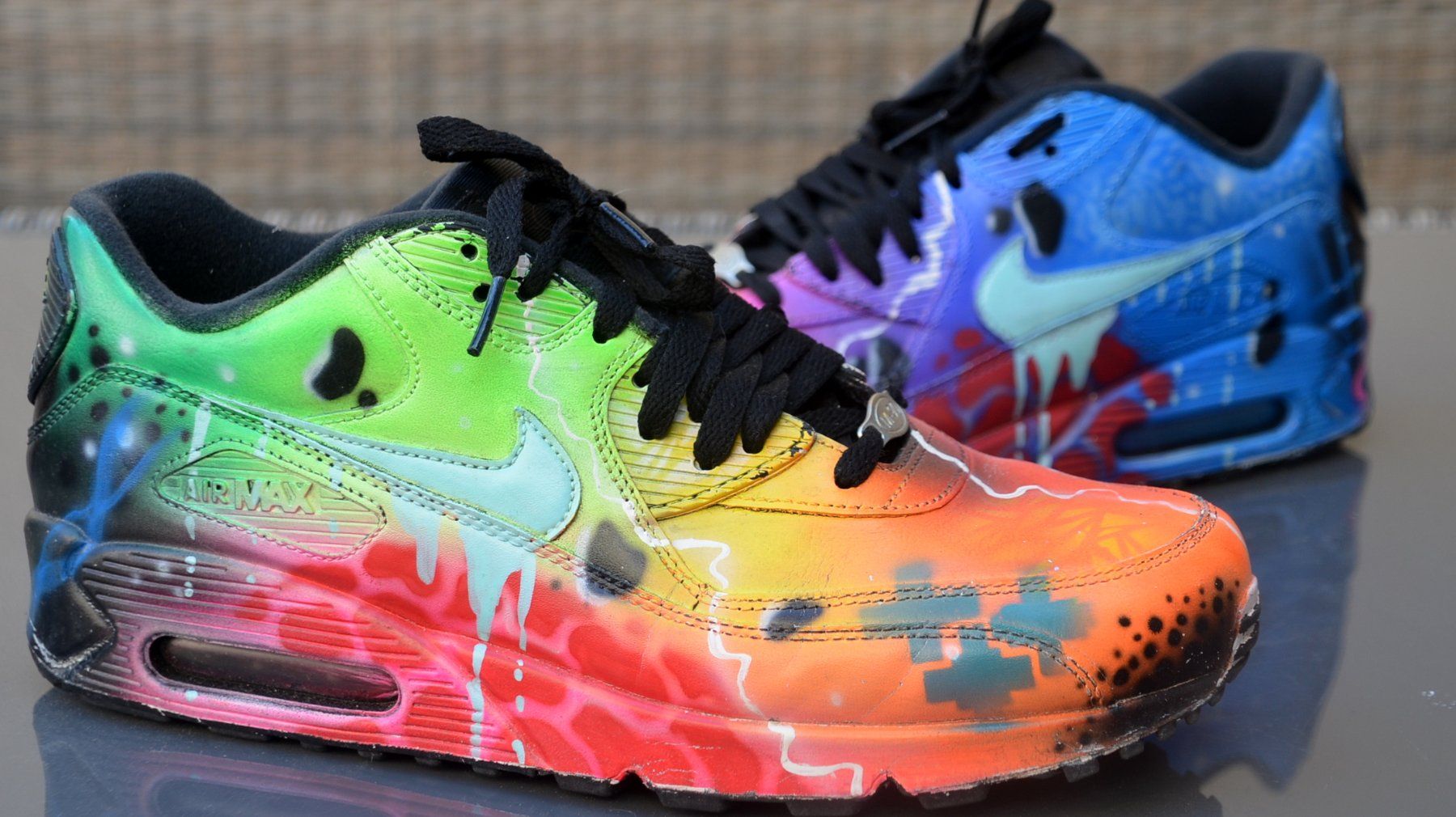Nike Scarpe da uomo: Nike Air Max 90 Blue Galaxy Painted Custom 44.5 – Usato da Collonges venduto da arashee 1