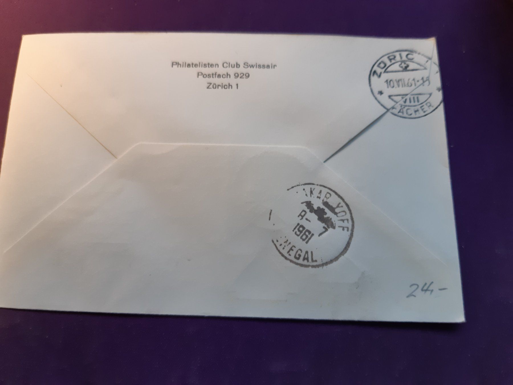 Tutti i francobolli: Flugbrief, First Non Stop flight Zürich - DAKAR 5.Juli 1961 – Usato da Wangs venduto da weisstannen01 3