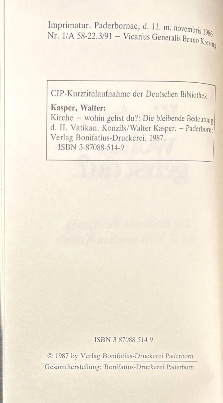 Bücher: Kirche wohin gehst Du? – Gebraucht aus Sarnen von Livres 2