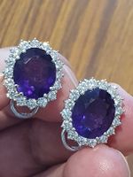 Entzückende Designer Amethyst/Brillanten Ohrclips/ 750er