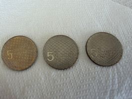3x CH 5 Franken Gedenkmünzen 100 Jahre Bundesverfassug 88/89