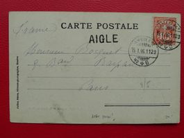 1906: BAHNPOST: AIGLE (VD) nach PARIS (F) mit Nr.83