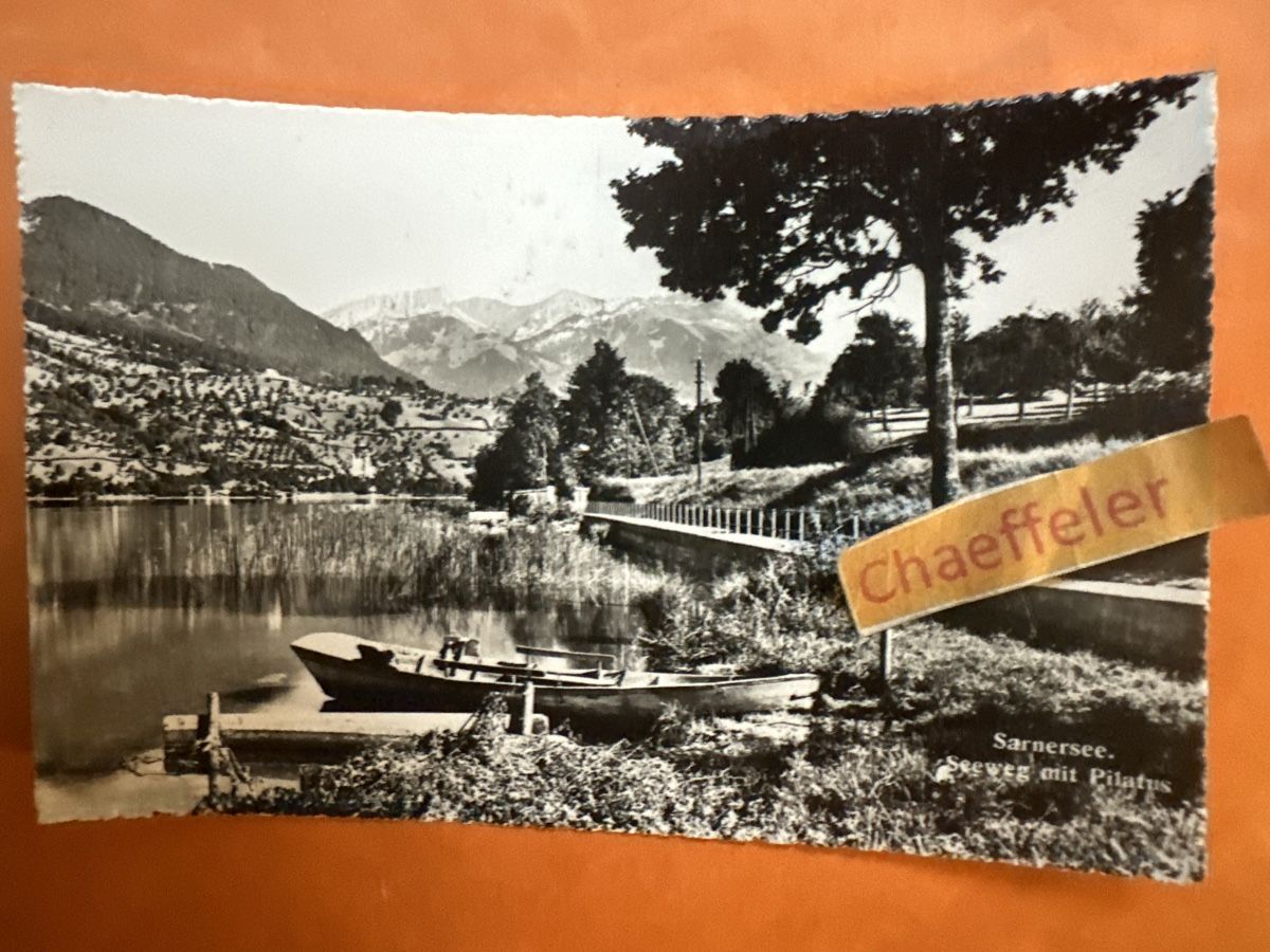 Cartoline postali: 1934 Sarnensee, Seeweg mit Pilatus – Usato da Zürich venduto da Chaeffeler