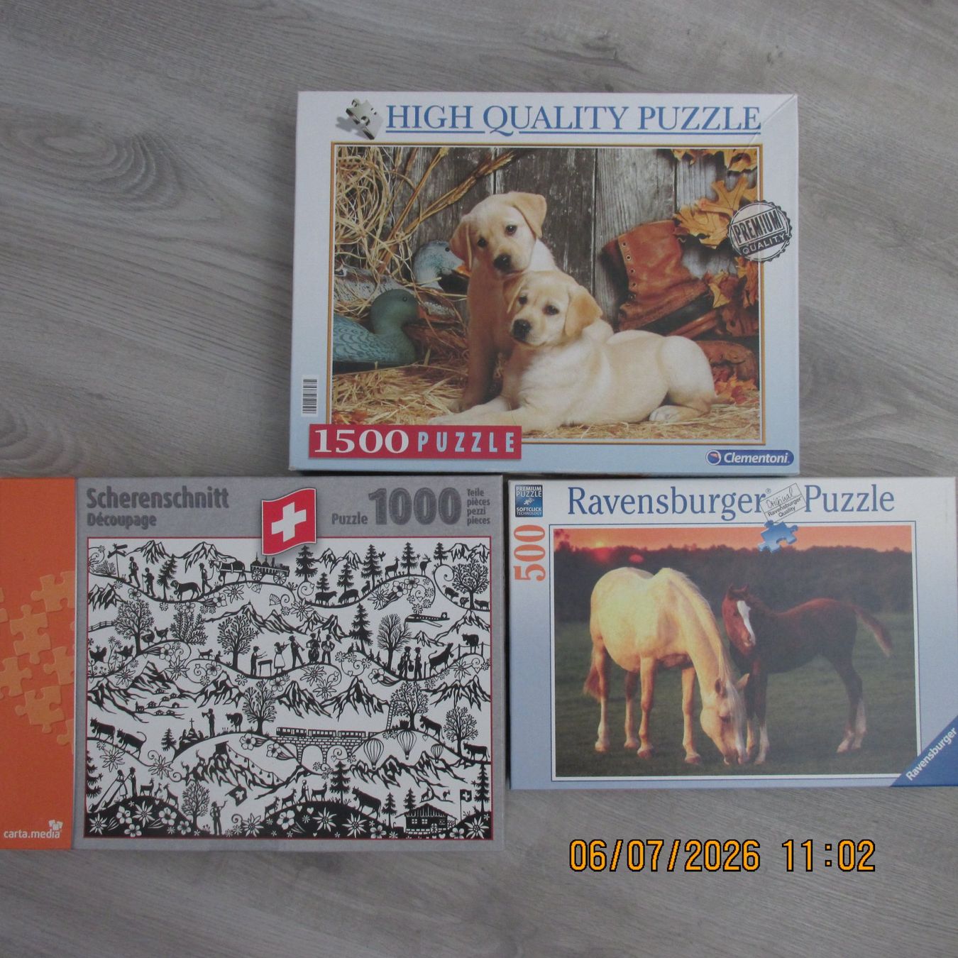 Puzzle: 3 Puzzles: Clement.1500, Ravensburg. 500, Scheren-Sch...1000 – Usato da Galgenen venduto da Forflowers 2