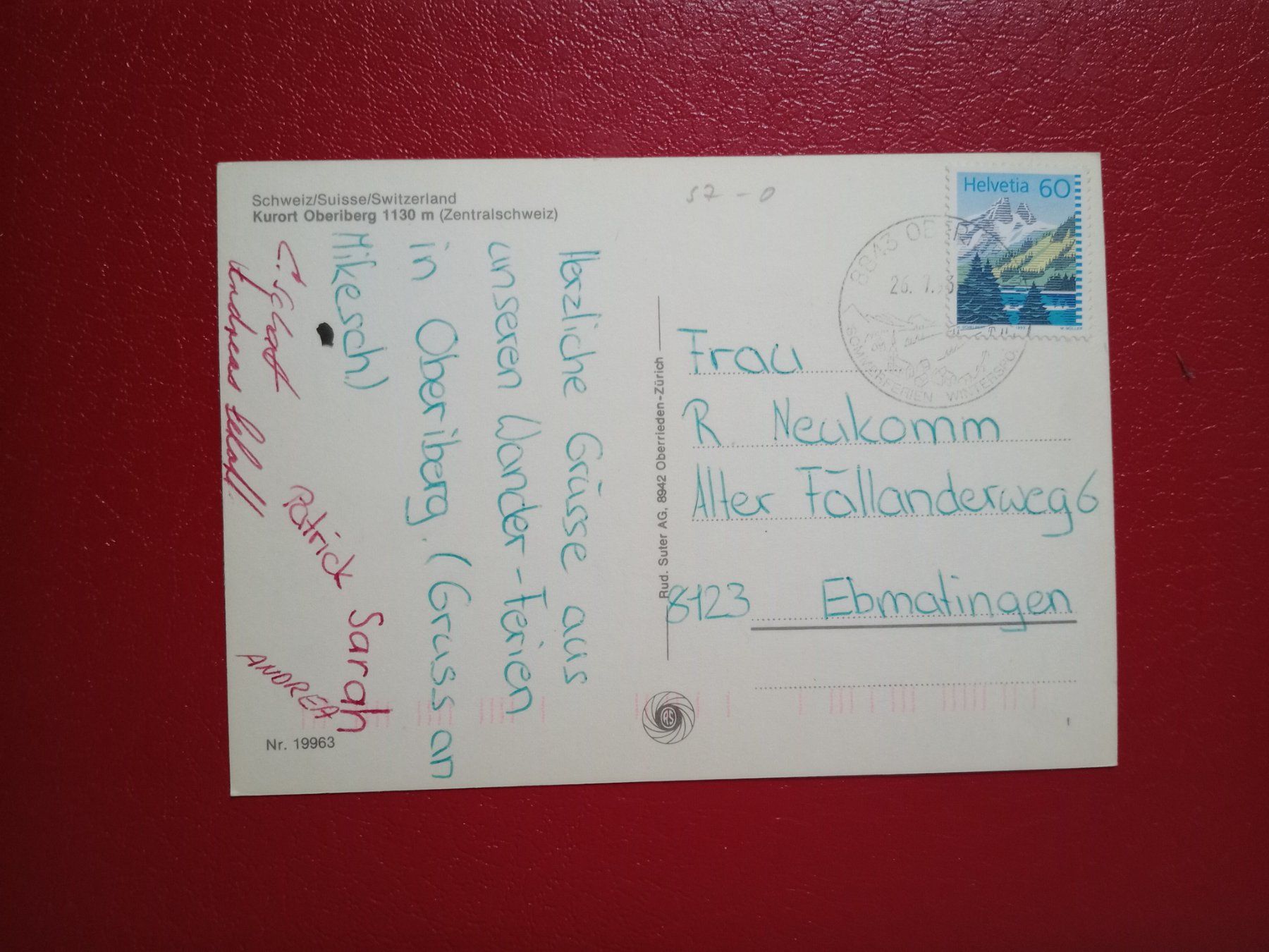 Cartoline postali: Oberiberg Schwyz 1994 – Usato da Küttigen venduto da Melisch1000 1