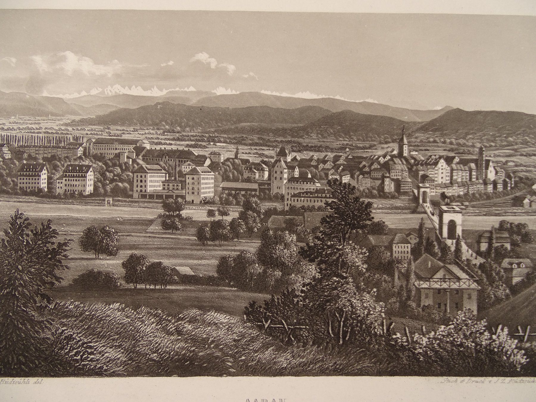 Incisioni: AARAU, AQUATINTA 1865 – Usato da Grüningen venduto da Kartensammler 2