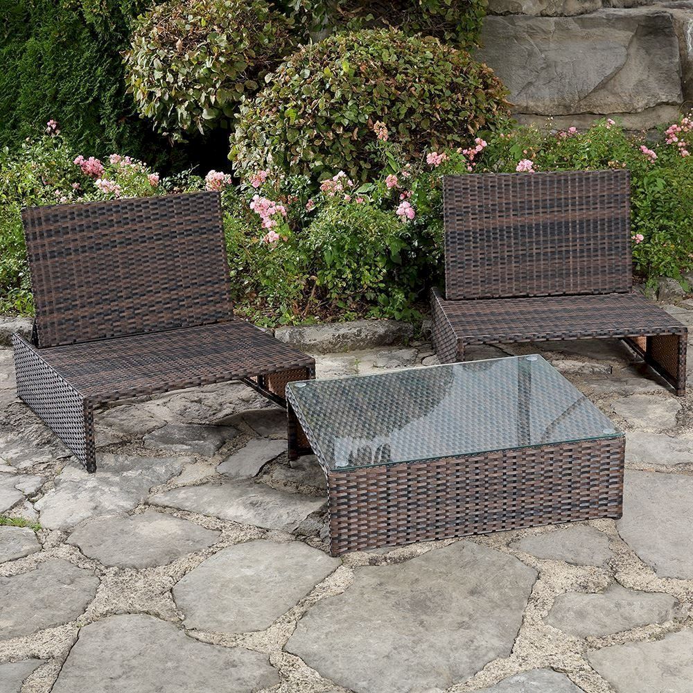 Set di tavolo e panche: Polyrattan Gartenset - 2 Sessel + Tisch – Nuovo e nell'imballaggio originale da Bottighofen venduto da zaap 1