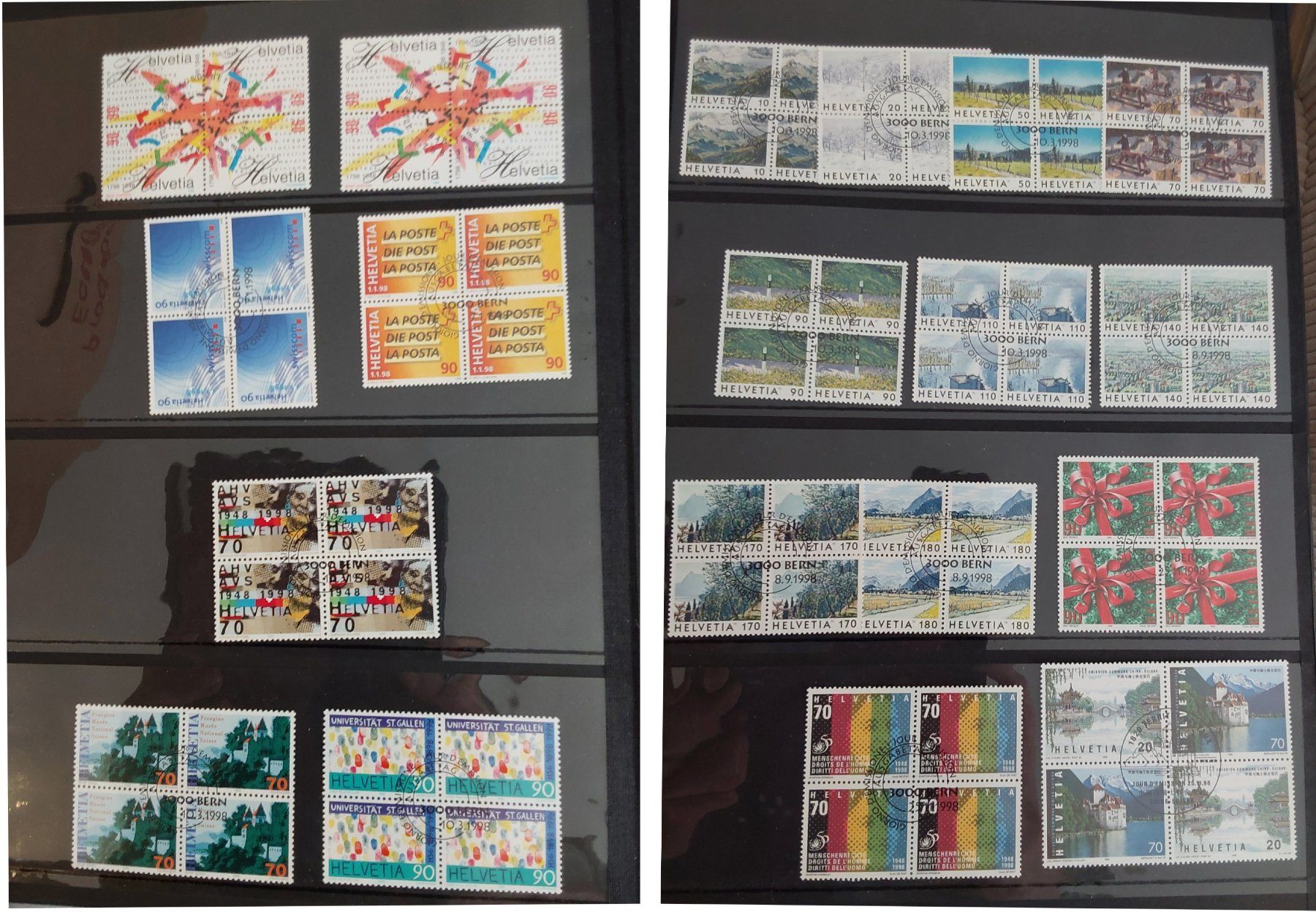 Tous les timbres: Ü. 100 Stk. Viererblocks, Blocks etc. 1998-2004, ET – D'occasion à Münchwilen AG par Nesar