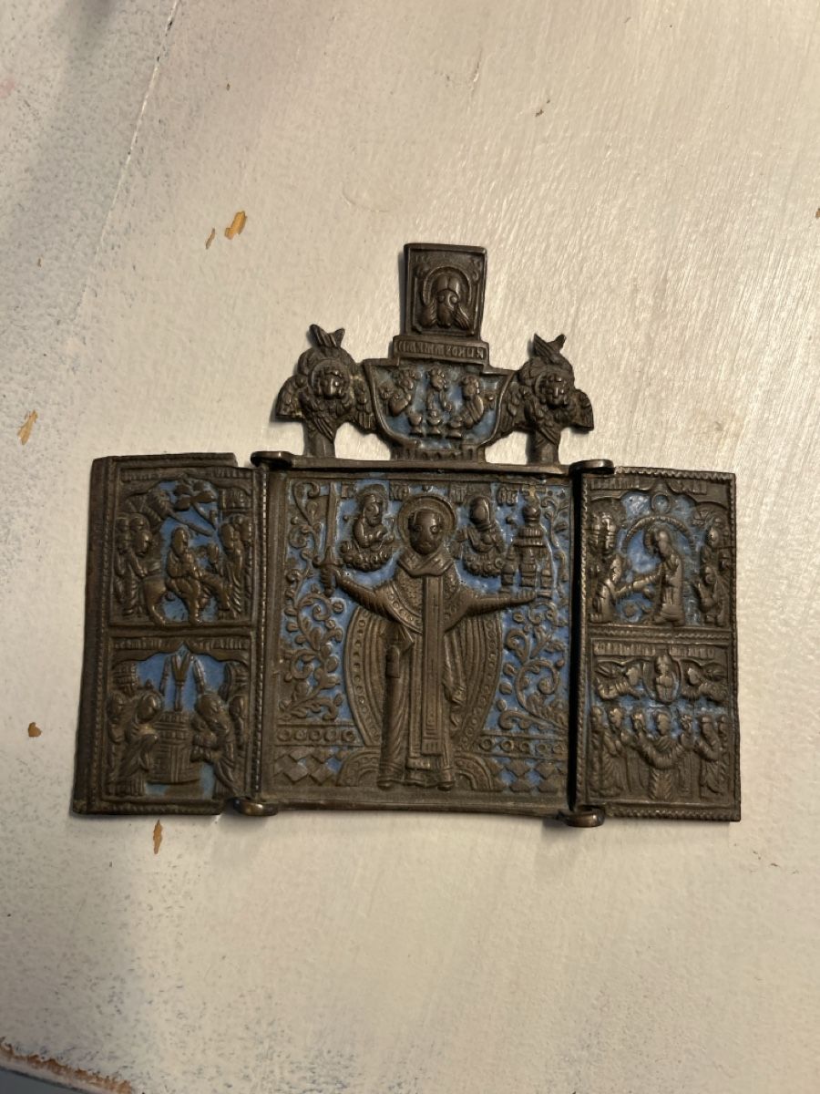 Foto & Immagini: Antike Triptychon-Ikone, Messing/Bronze, ca. 1800-1900 – Usato da Minusio venduto da monette08