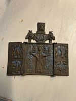 Antike Triptychon-Ikone, Messing/Bronze, ca. 1800-1900