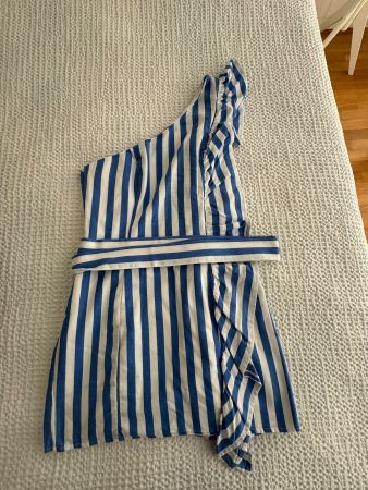 Seana Mini Dress in White& Blue