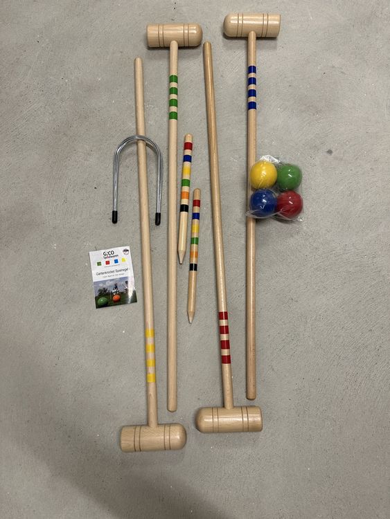 NAIZY Krocket Spiel Kinder Cricket Set Holz Erwachsene Croquet für 4