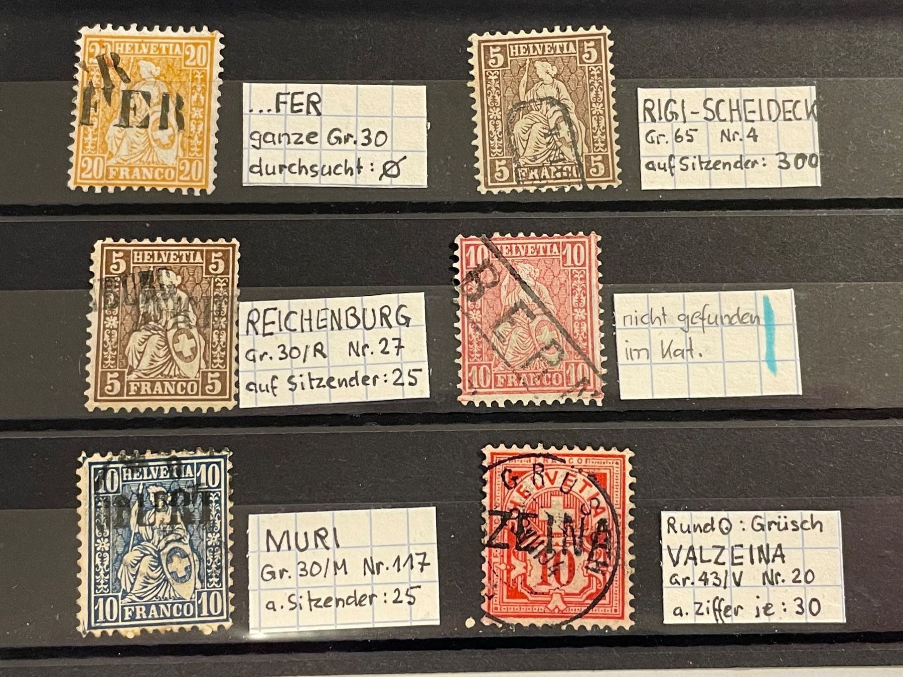 Alle Briefmarken: Diverse seltene Stabsstempel – Gebraucht aus Küssnacht am Rigi von POSTOMASTER