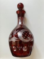 Vintage Rubinrote Bohemian Glas Karaffe Decanter Flasche