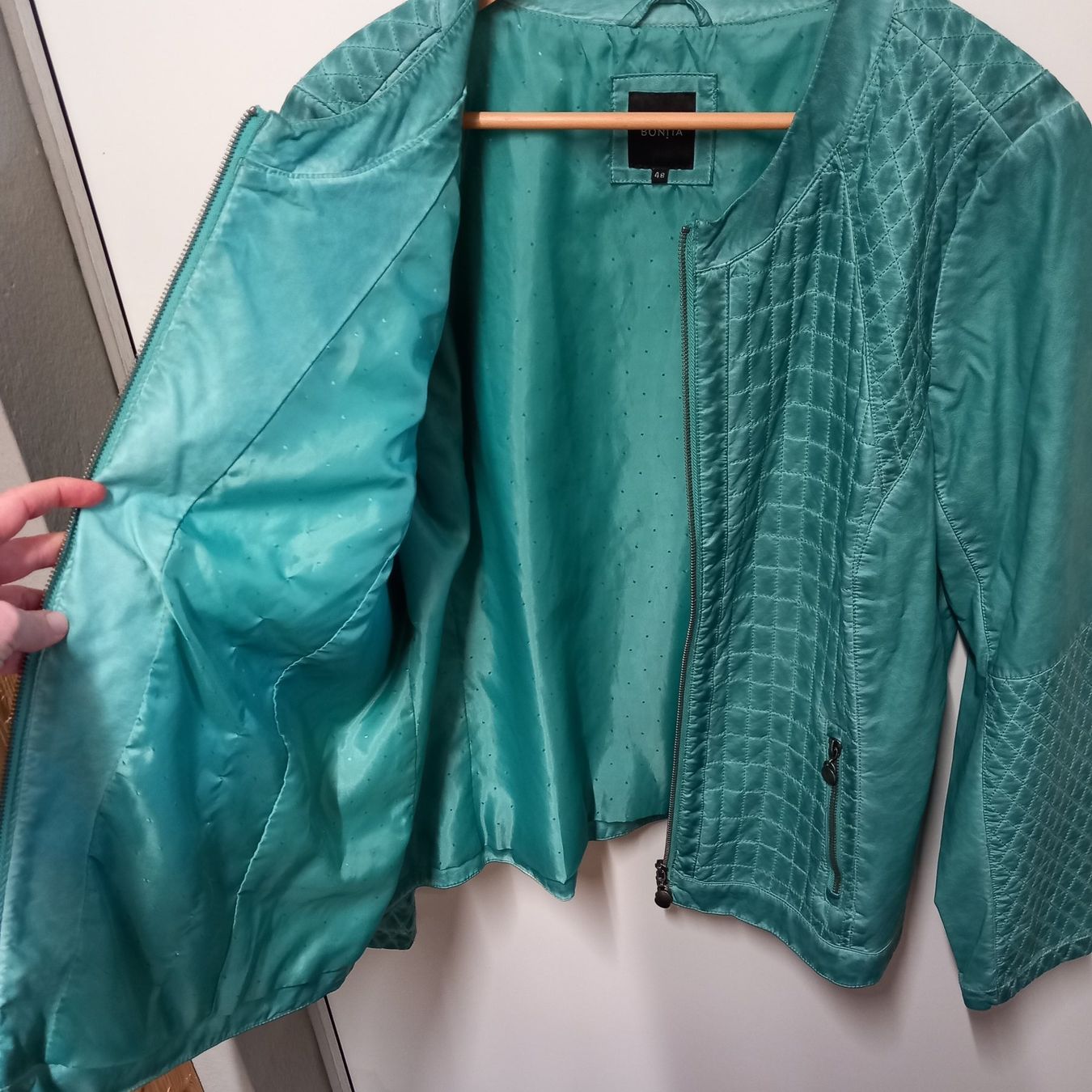 Bonita Giacche: Kunstlederjacke Bonita Gr.48 türkis – Usato da Gwatt (Thun) venduto da umwelt-brocki 2