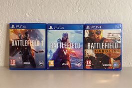 3 Battlefield PS4/PS5 Games 1, V, Hardline - Good Condition