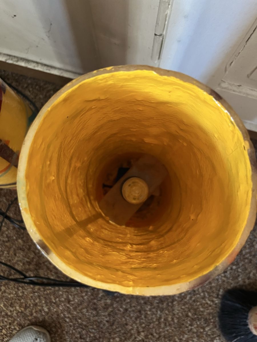 Lampade: Zwei Lampen gelb orange Muster – Usato da Bern venduto da Knucki 2